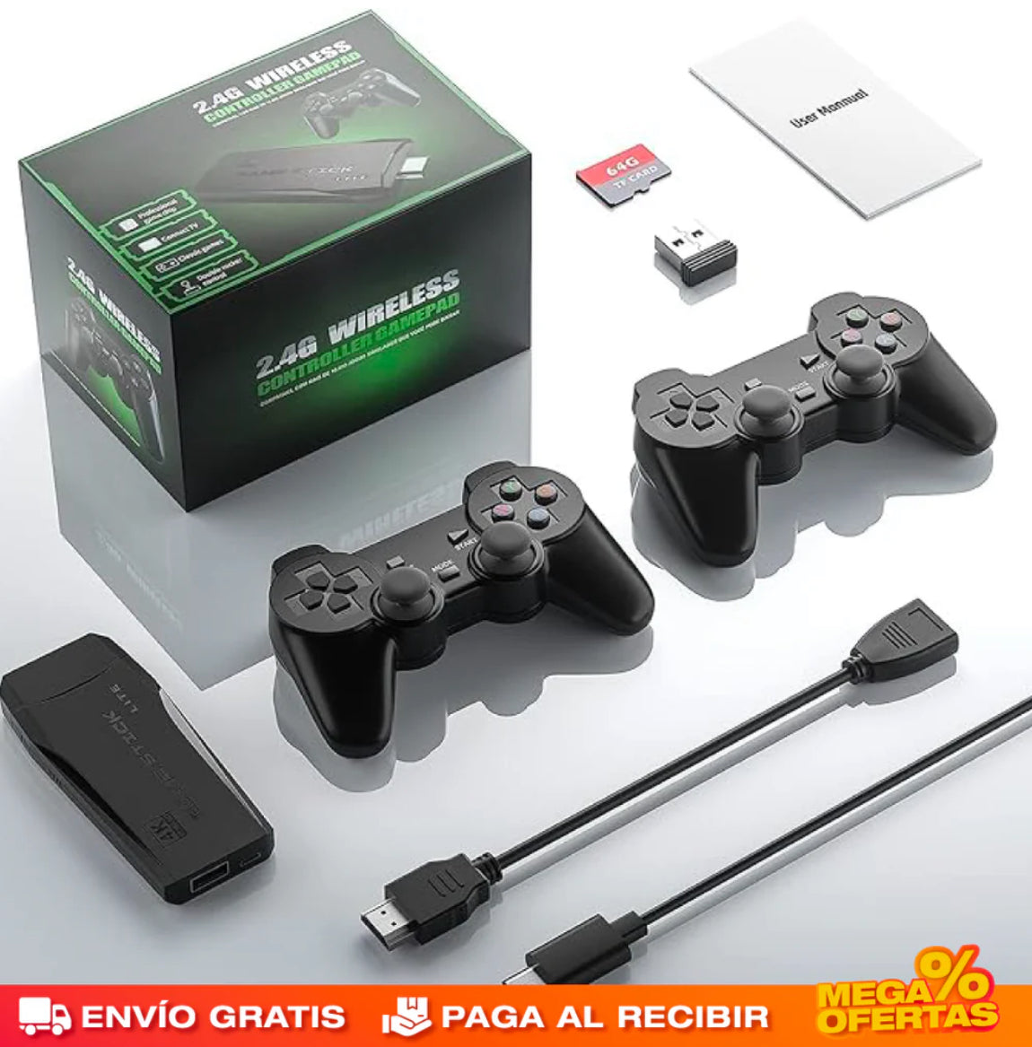 🎮 CONSOLA GAMESTICK 4K (+10.000 JUEGOS DE CONSOLA DE 9 CONSOLAS) + 2 MANDOS 👾