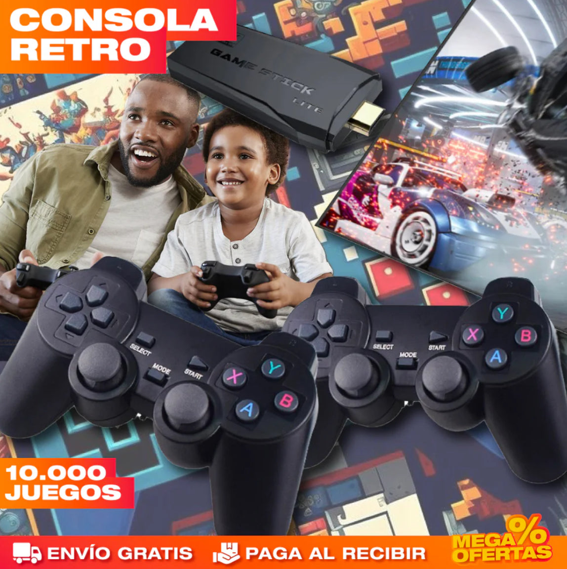 🎮 CONSOLA GAMESTICK 4K (+10.000 JUEGOS DE CONSOLA DE 9 CONSOLAS) + 2 MANDOS 👾