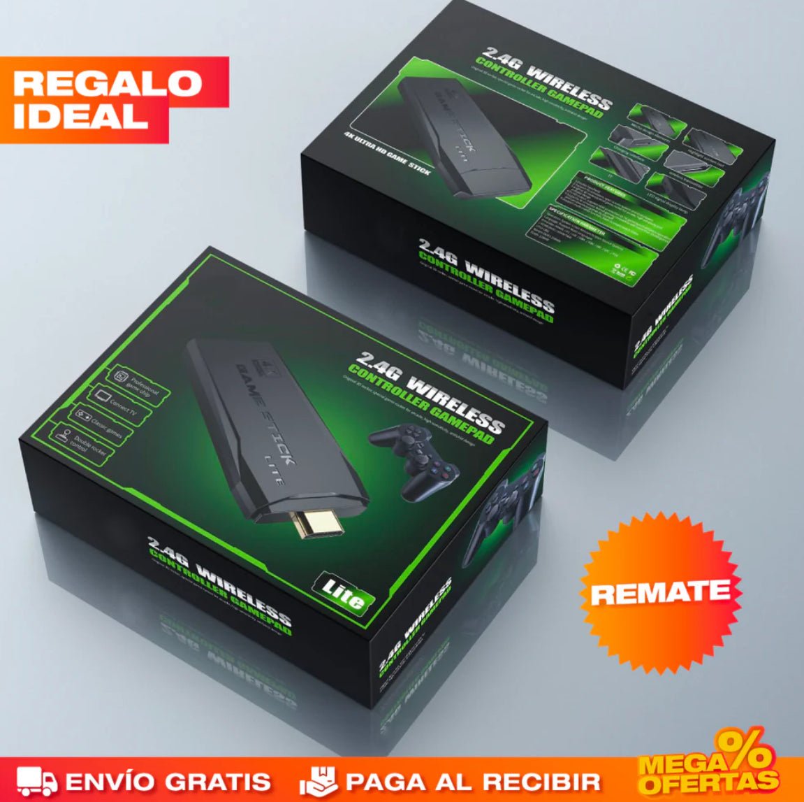 🎮 CONSOLA GAMESTICK 4K (+10.000 JUEGOS DE CONSOLA DE 9 CONSOLAS) + 2 MANDOS 👾